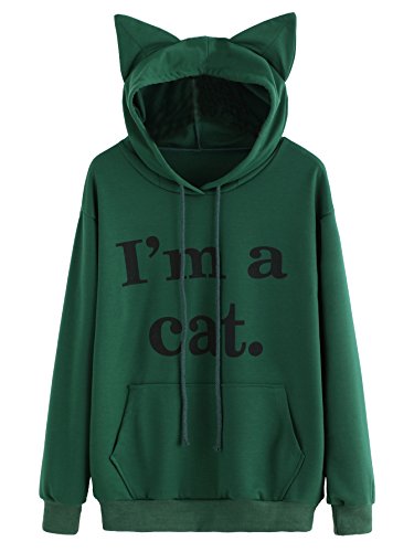 Romwe women s long sleeve kangaroo pockets slogan lette…
