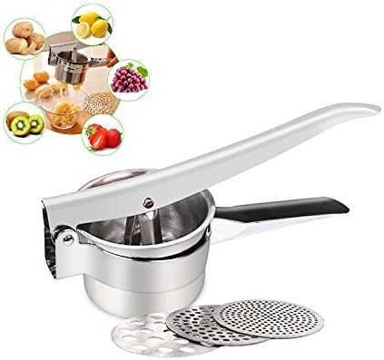 DenSan Potato Ricer/Fruit and Vegetables Masher Food Ricer Large Capacity 420ml-100% Rust-Resistant Food Grade 430 Stainless Steel(Silver)