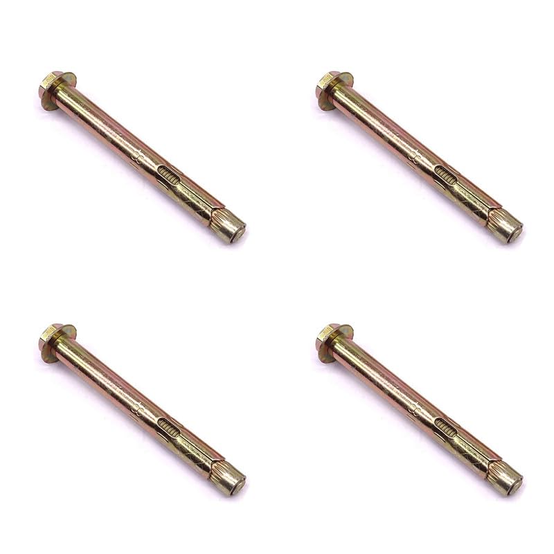M6*70MM Expansion Bolts in 4 Packs,Expansion Screw Bolts,Expansion Anchor Bolts,Hex Nut Expansion Sleeve,Carbon Steel Hex Expansion Screws for Concrete,Masonryand Brick Wall