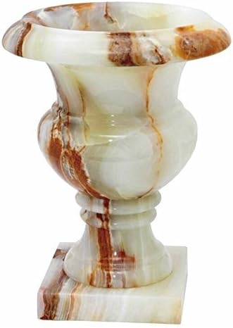 Amazon Com Khan Imports Decorative White Onyx Stone Vase Or Planter Urn Large 10 Inch Tall Home Kitchen