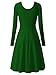 MsBasic Women Simple Designed Long Sleeve Round Neck Casual Flared Midi Dress (Medium, Green)