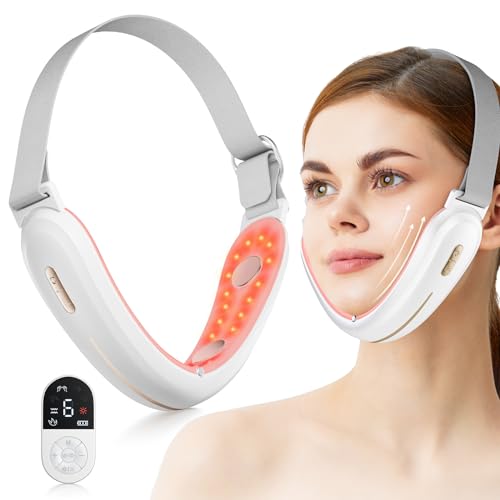 V-Face Shaping Massager Electric,ANLAN Led Facial Sculptor with 4 Modes,42°C Facial Massager Face Lifting Device,EMS Double Chin Reducer Jawline Exerciser with Remote Contro
