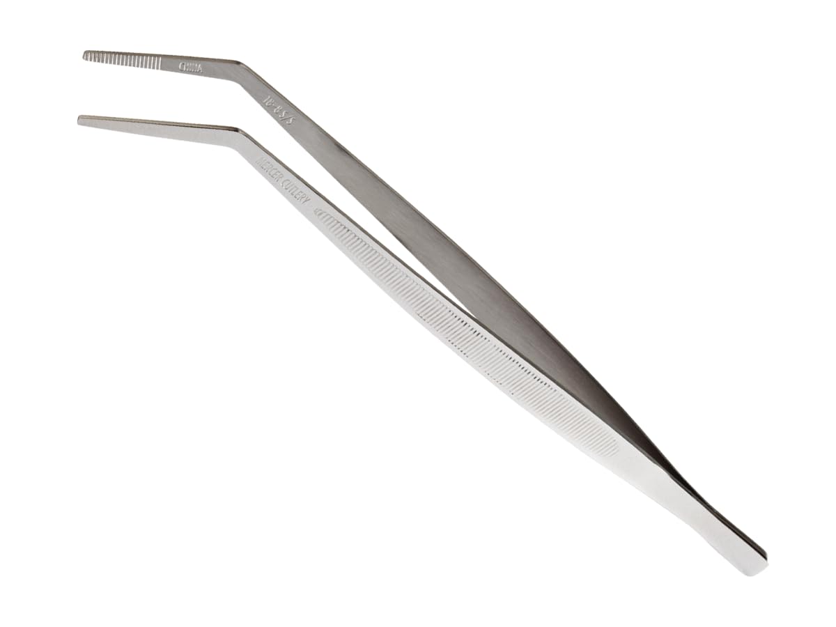 Mercer Culinary Offset Precision Tongs, 9-3/8-Inch, Silver