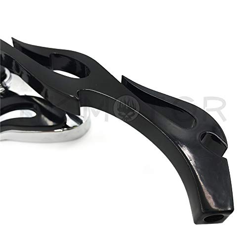 Motorcycle Flame Style Rearview Mirror For Any Cruiser Chopper Custom Black New - Thumbnail 5