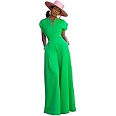oshoplive Jumpsuits For Women Wide Leg Rompers V Neck Sleeveless Casual High Waisted Jumpers With Pockects