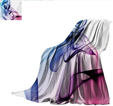 Abstract Weave Pattern Blanket Abstract Artwork with Colorful Smoke Dynamic Flow Swirl Contemporary Artwork Summer Quilt Comforter 80"x60" Fuchsia Blue