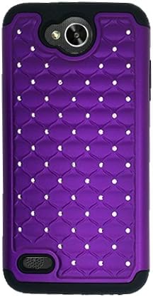LG Fiesta LTE Case, LG X Power 2 Case, LG X Charge (Cricket Wireless) Case, Phone Case For Tracfone LG Fiesta 4G LTE Studded Rhinestone Diamond Bling Cover Case (Purple)