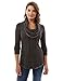PattyBoutik Women Raw Hem Style Cowl Neck Tunic Top (Dark Heather Gray Large)