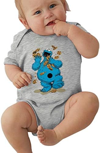 DeyAope Cookie Monster Crazy Cookies Baby Short-Sleeve Baby Onesie Black