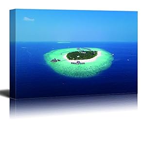 Canvas Wall Art - Resorts in The Island in The Ocean - Giclee Print Gallery Wrap Modern Home Art Ready to Hang - 12x18 inches
