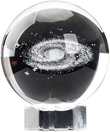 AIRCEE 3D Galaxy Crystal Ball, Decorative Glass Ball with A Stand, Home Office Decor, 80mm (3.15inch), Great Gifts with Gift Box