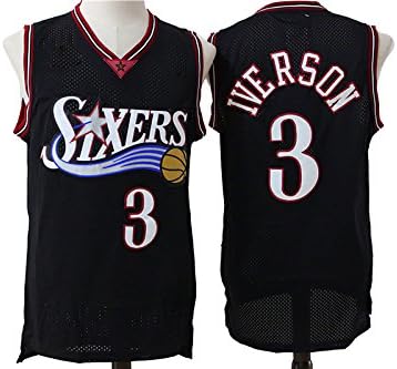 Philadelphia Allen Iverson Mens Jersey Black Mesh Retro S
