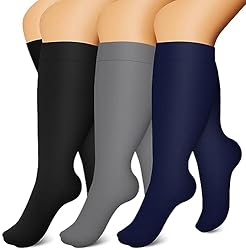 BLUEENJOY 3 Pack Plus Size Compression Socks for