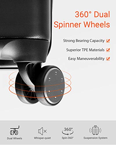 NINETYGO Carry on Luggage 22x14x9 with Spinner Wheels, 100% Polycarbonate Hardside Luggage, Carry on Suitcase with TSA Lock for Travel, Super Durability & Slim Simplistic Design (20-Inch Black)