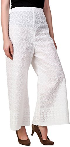 muskan boutique women's lucknow ethnic plazzo pant bottom of white