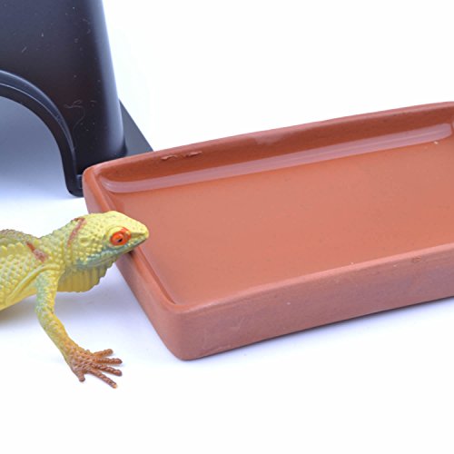 pranovo Reptile Hide Cave Box Humidifier Caves Water Supply Hideout with Sink Basin for Small Reptile Lizard Spider Snake Turtle Amphibian