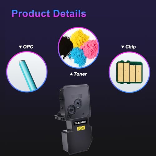 ZIPRINT TK5230 Compatible for Kyocera TK-5230K TK5230 TK-5230Y TK-5230M TK-5230C Toner for Kyocera ecosys m5521cdw M5521cdn P5021cdw P5021cdn M5521cdw P5521cdw 021 m 5521(Black Cyan Yellow Magenta)