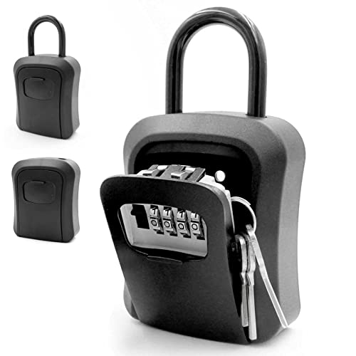 Key Lock Box, Combination Lockbox with Code for House Key Storage, Combo Door LockerBlack