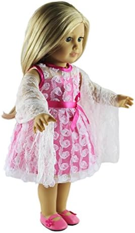 Glamerup: Jenna - 18 inch Doll Party Dress in Pink and White, with Matching Shaw