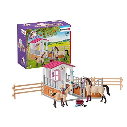 schleich 42369 Pferdebox mit Arabern und Pferdepflegerin, für Kinder ab 5 Jahren, Horse Club - Spielset