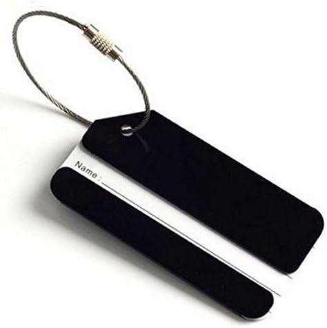 HomerDirect Black Luggage Tags are Durable Aluminium, Secure Personalized Travel Bag ID - 2 Pack