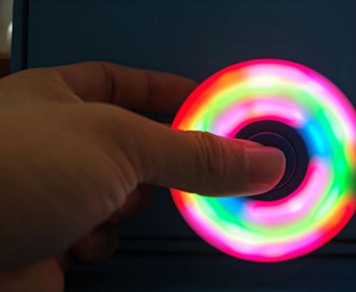 cHongc LED Light Fidget Spinner Glow Omega Hand Focusing Toys Steel Bearing Stress Reducer For ADD, ADHD, Anxiety Adult Children (Black)
