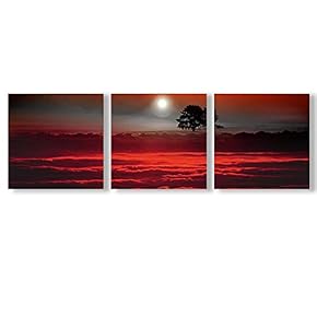 Canvas Wall Art Abstract Cloud Tree Pictures Home Wall Decorations for Bedroom Living Room Oil Paintings Canvas Prints Framed - 12"x12"x3 Panels