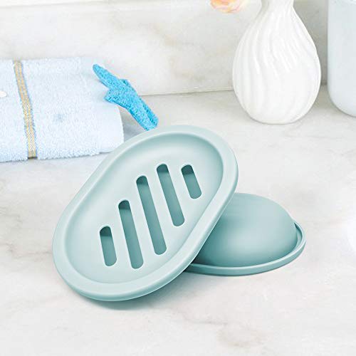 Bligli Soap Dish for Shower Soap Box,Soap Case Holder with Drain for Bathroom and Kitchen Sinks,Keep Soap Dry and Clean,2Pack (Light Green)
