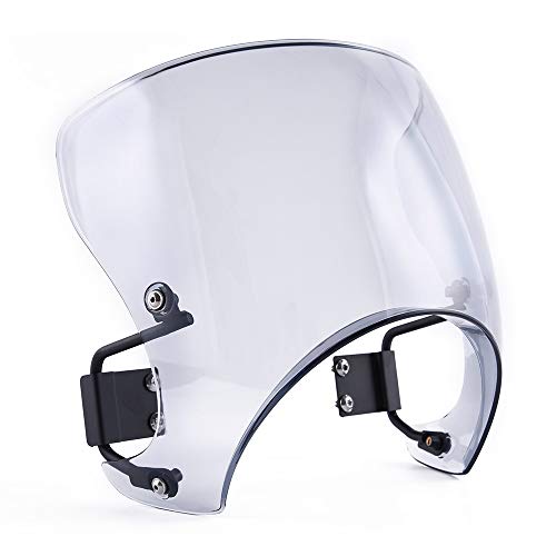 FATExpress Windshield with Bracket for 2018 Kawasaki Z900RS Motorcycle Aftermarket Plastic Windscreen Cafe Racer Fairing Wind Shield Screen Protector 18 (Light Smoke) - Thumbnail 4
