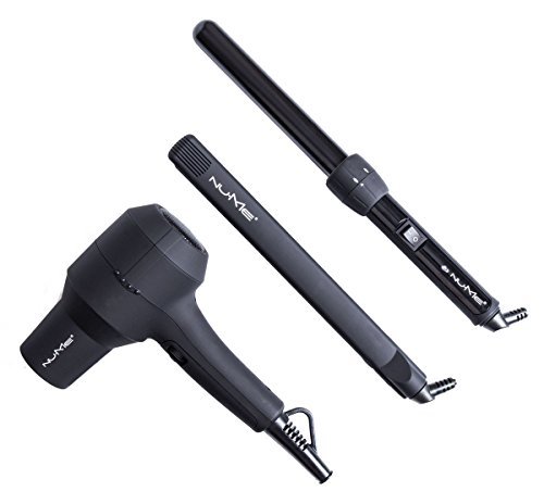 NuMe Travel Kit - Ionic Dryer, Curling Wand, Tourmaline Straightener by NuMe