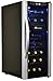 Avalon Bay Wine Cooler 21 Bottle Capacity Freestanding Dual Zone Silent Chiller, Digital Control Refrigerator, AB-Wine21DS Black Silver