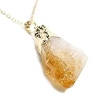 Gold Plated Raw Citrine Quartz Crystal Necklace Yellow Healing Gemstone Jewelry on 26