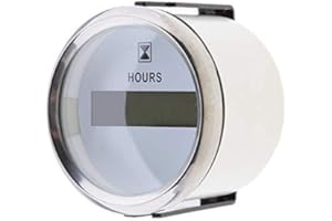 ELING Waterproof 12V 24V DC Hour Meter Gauge 0-99999.9 H 52mm(2") with Backlight for Car RV Van Boat Motor