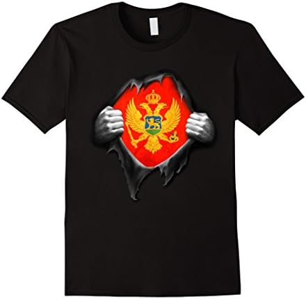 Men's Montenegro Flag T Shirt. Proud Montenegrin XL Black