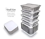 55 PACK - 1LB Aluminum Foil Pan Containers with Lids Take Out Pans Food Containers Disposable Easy Pack From Spare - 1Lb Capacity 5.5" x 4.5" x 1.9" - SMALL Size