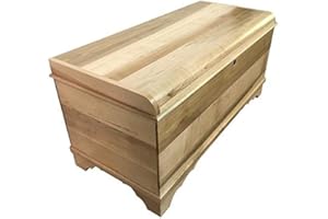 RUSTIC RED DOOR CO. 46" Cedar Hope Chest with Waterfall Top – Amish Cedar Chest w/ Anti-Slam Hinges – Hope Chest with lock – Blanket Chest - Cedar Chests and Trunks for Blankets (Brown Maple, Natural Stain, 46" Long)