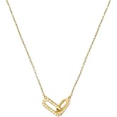 LuckFairy Dainty Gold Necklace for Women, Gold Cross necklace 14K Gold Plated Paperclip Pendant Necklace Cute Gold CZ Heart Pendant Necklace Simple Gold Choker Necklaces for Women Gold Jewelry Gifts