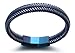 Halukakah ● Jazz ● Men's Genuine Blue Leather Bracelet Titanium Magnetic Clasp Size Adjustable 8.5