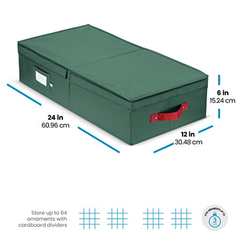 image for ZOBER Underbed Christmas Ornament Storage Box With Lide - Sturdy 600D 