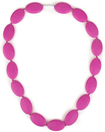 Mom&amp;Baby's Silicone Teething Necklace with Multi-Color,BPA-Free Beads To Chew and Baby Teething Toys (hot pink)