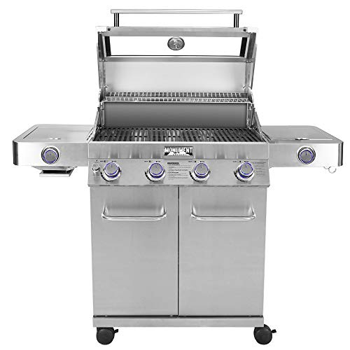 Monument Grills Clearview Lid 4 Burner with Side Sear Burner Propane