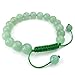 KONOV Mens Womens Natural Gemstone Crystal Aventurine Bracelet, 7-9 inch Adjustable, Green