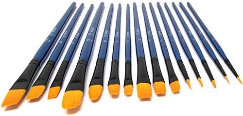 Heart Nuvo's 15 Artist Paintbrush Set with Case - Assorted Nylon Brushes for Watercolor Painting, Acrylic Painting, Oil Painting and Mixed Media Projects