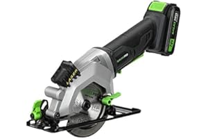 GALAX PRO Mini Circular Saw, DC20V 4-1/2" Cordless Circular Saw with 2.0Ah battery, Laser Guide, Rip Guide, 2 Pcs Blades(24T+ 60T), 3400RPM, Max Cutting Depth 1-11/16"(90°), 1-1/8"(45°)