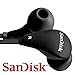 2 Pk of Genuine Black Sandisk 3.5mm Earphones headphones earbuds for mp3 players