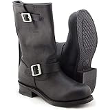 Xelement 1440 Men's 'The Classic' Black Engineer Motorcycle Leather Boots (in Wide and Regular Width)