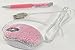 Perfect Life Ideas Bling Computer Mouse and Ballpoint Pen Set - USB Wired Ergonomic Scroll Wheel Mouse with Light for Laptop, Desktop Computers - FCC Approved - Bling Covered. Pink