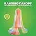 Constructive Playthings Rainbow Retreat Kids Canopy,Decorative, Fun Space Hanging Bed Canopy for Bedrooms, Optimize Classroom Space or Play Space, Mesh Netting, Built In Loop, Easy Assembly, All Ages