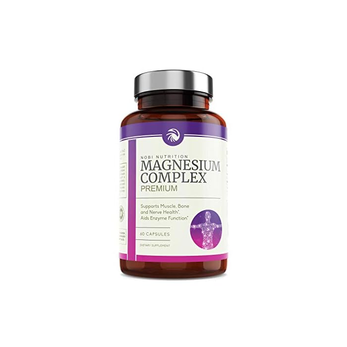 Nobi Nutrition High Absorption Magnesium Complex - Premium Magnesium Supplement for Sleep, Leg Cramps, Muscle Relaxation & Recovery - for Women & Men - 60 Vegan Capsules