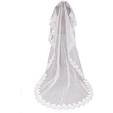 Snadulor 5M Bride Wedding Veil 1 Tier Long Bridal Veil Cathedral Tulle Hair Accessories,White,197 inches